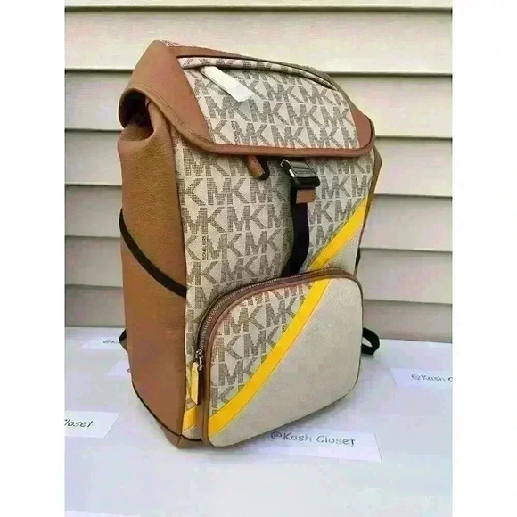Michael Kors Mens Cooper Backpack Logo Stripe Bag & Wallet Bundle Set Chino main image 7